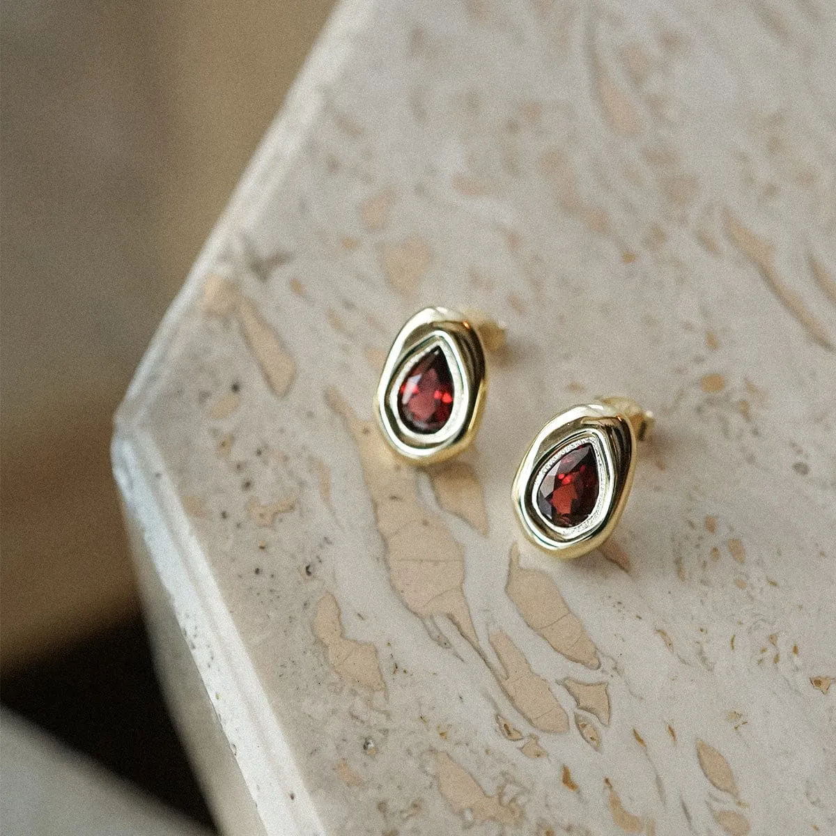Estée Lalonde Garnet Teardrop Studs 18ct Gold Plate sold by Daisy Jewellery product image thumbnail 5