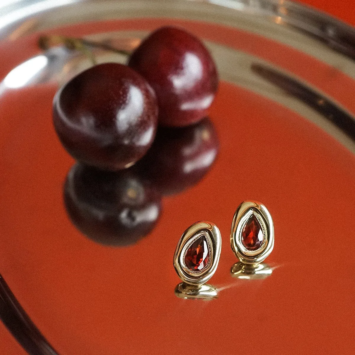Estée Lalonde Garnet Teardrop Studs 18ct Gold Plate sold by Daisy Jewellery product image thumbnail 3