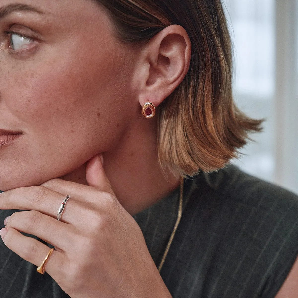 Estée Lalonde Garnet Teardrop Studs 18ct Gold Plate sold by Daisy Jewellery product image thumbnail 2