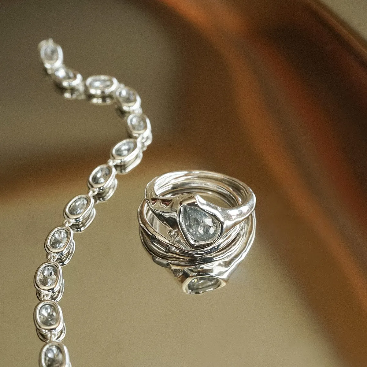 Estée Lalonde Sapphire Organic Ring Stack Sterling Silver sold by Daisy Jewellery product image thumbnail 3