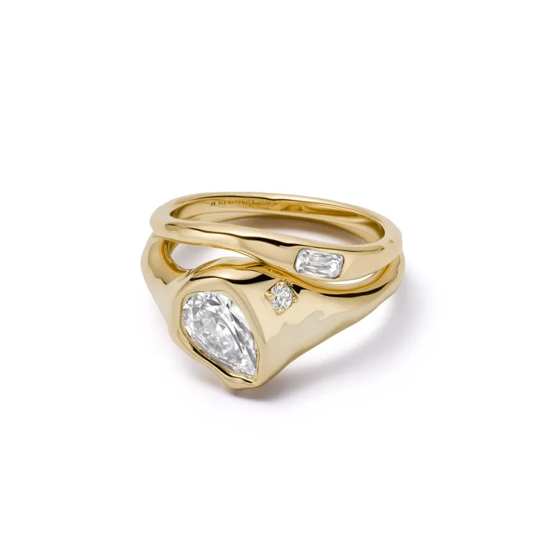 Estée Lalonde Sapphire Organic Ring Stack 18ct Gold Plate sold by Daisy Jewellery