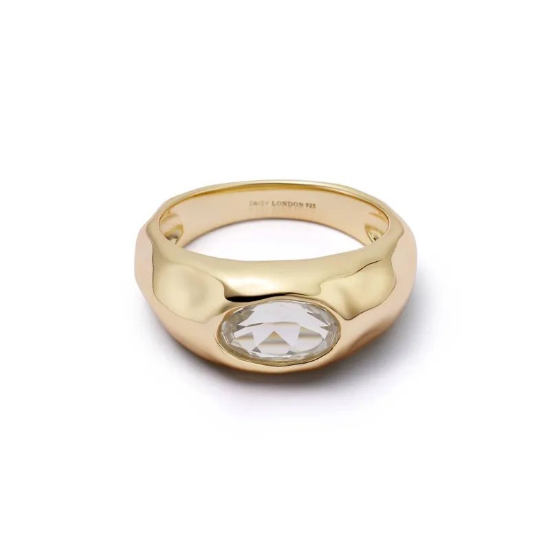 Estée Lalonde Chunky Sapphire Ring 18ct Gold Plate sold by Daisy Jewellery