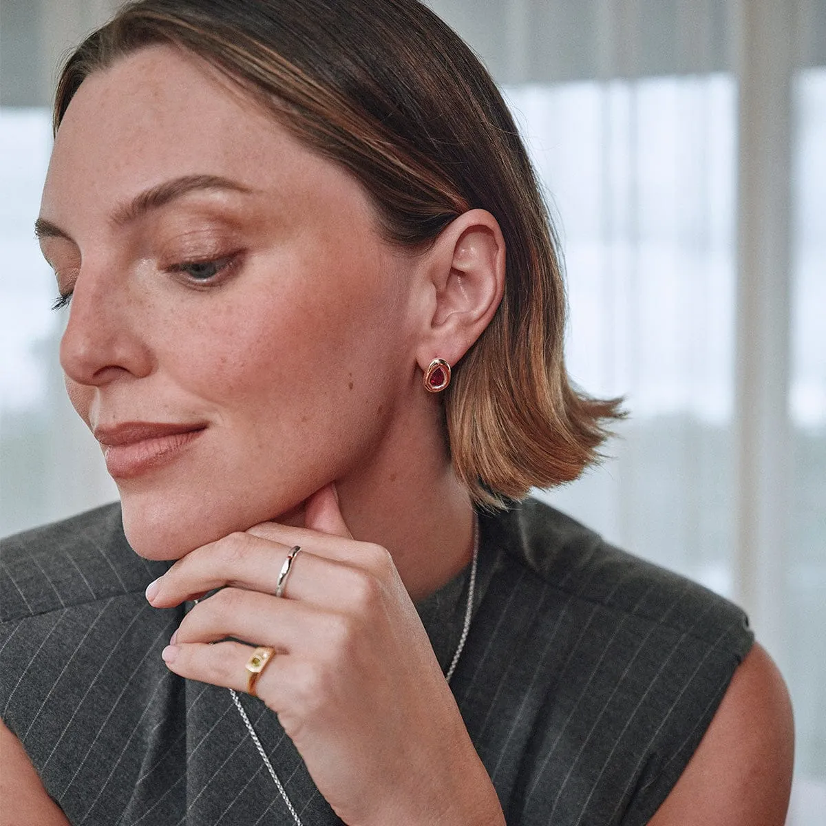 Estée Lalonde Garnet & Sapphire Band Ring Sterling Silver sold by Daisy Jewellery product image thumbnail 4