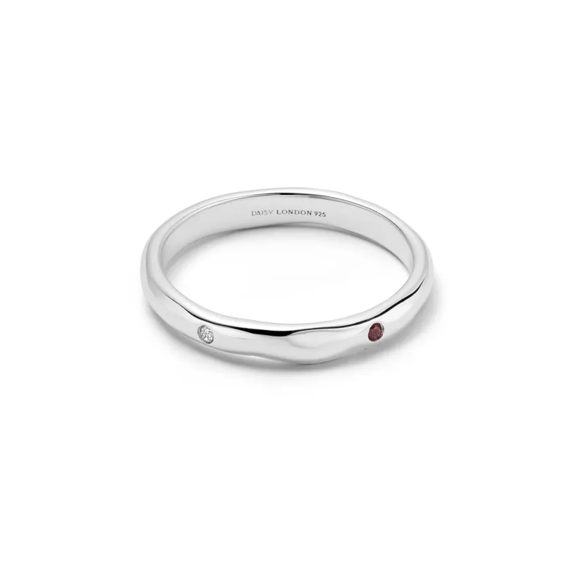 Estée Lalonde Garnet & Sapphire Band Ring Sterling Silver sold by Daisy Jewellery