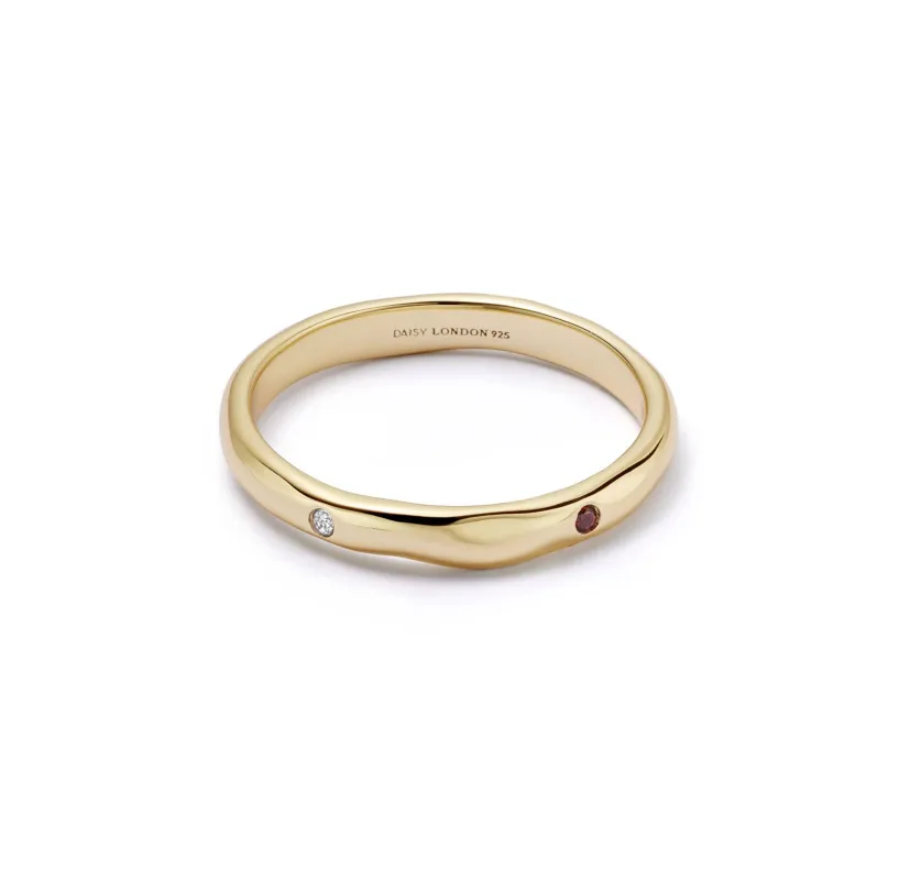 Estée Lalonde Garnet & Sapphire Band Ring 18ct Gold Plate sold by Daisy Jewellery