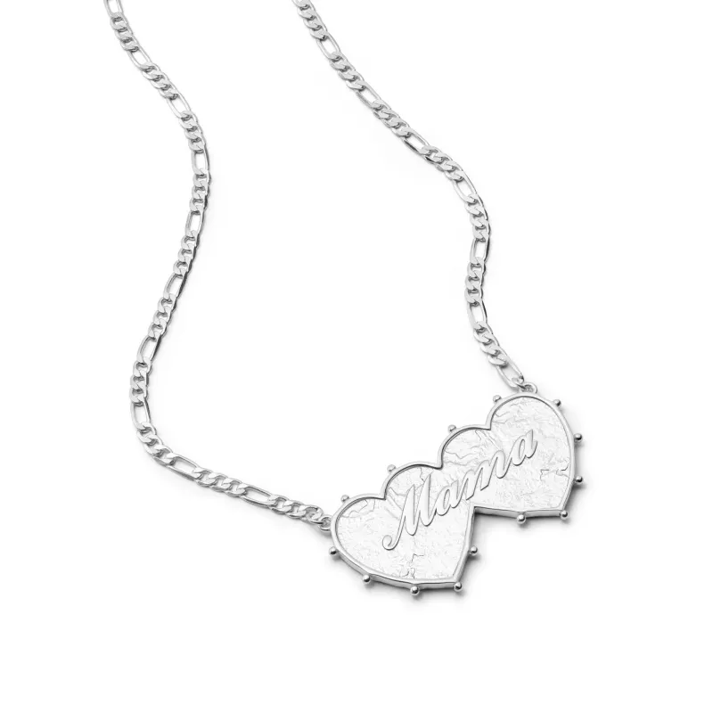 Shrimps 'Mama' Double Heart Necklace Silver Plate sold by Daisy Jewellery