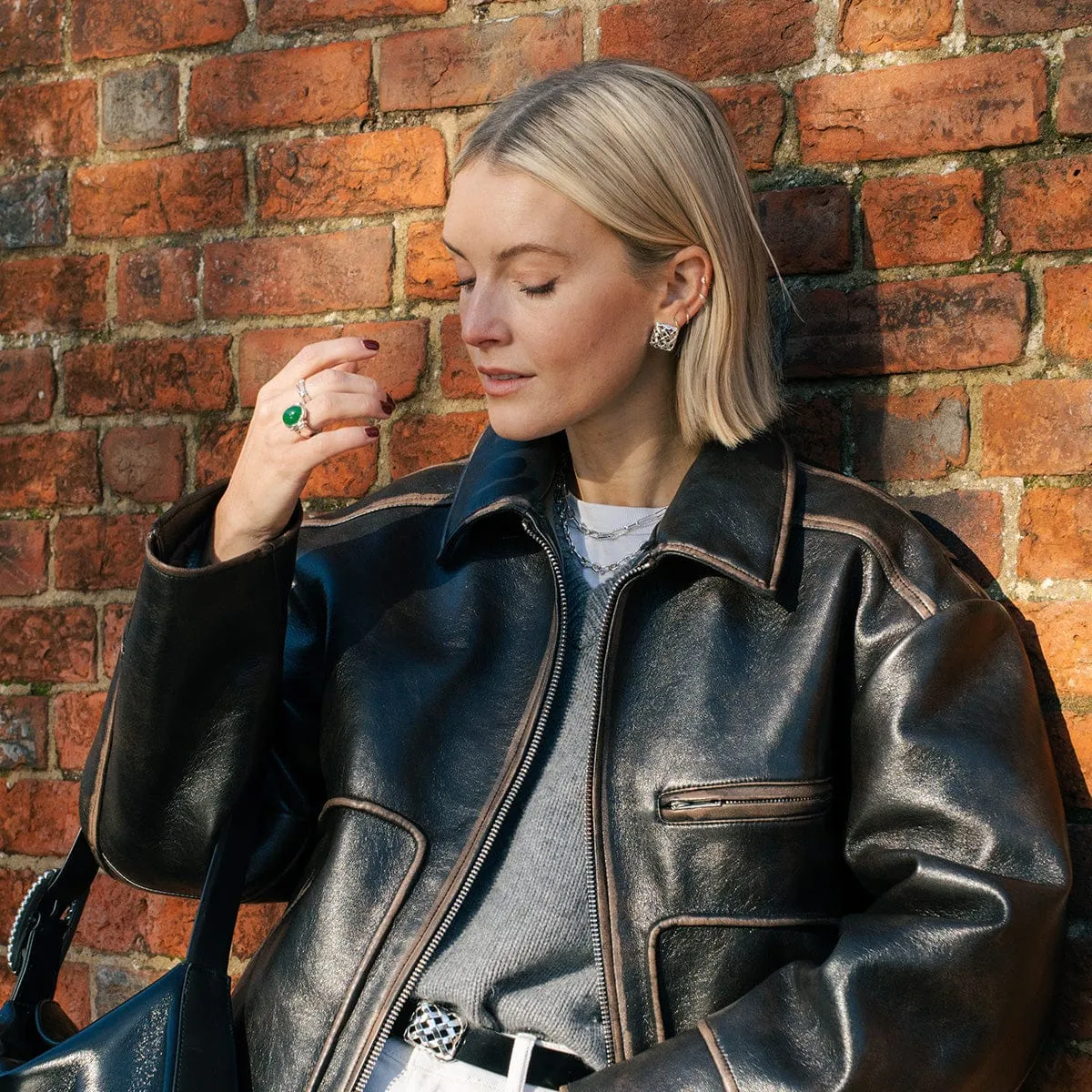 Polly Mini Woven Square Stud Earrings Silver Plate sold by Daisy Jewellery product image thumbnail 4