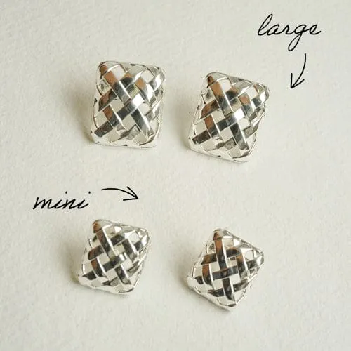 Polly Mini Woven Square Stud Earrings Silver Plate sold by Daisy Jewellery product image thumbnail 5
