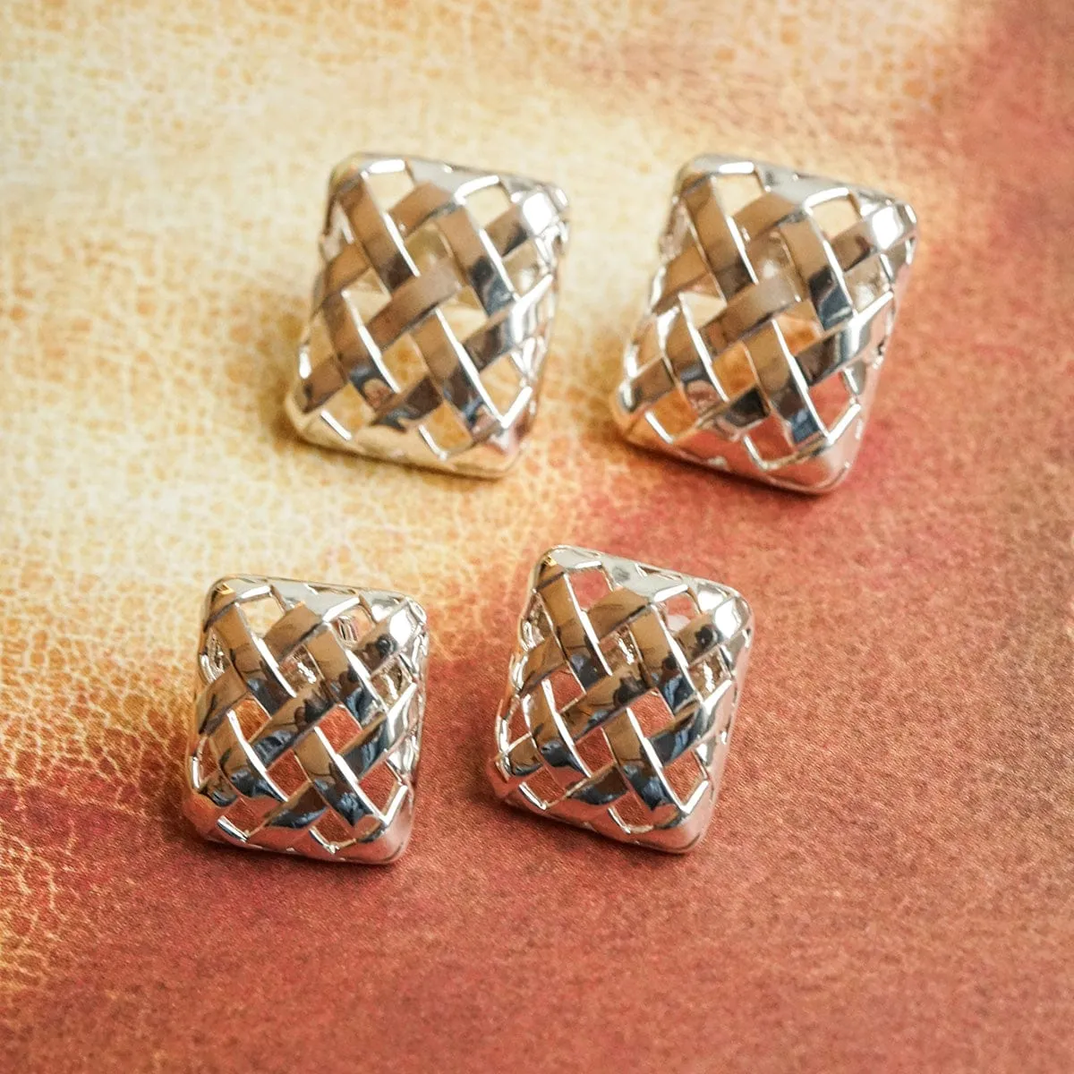 Polly Woven Square Studs Silver Plate sold by Daisy Jewellery product image thumbnail 2
