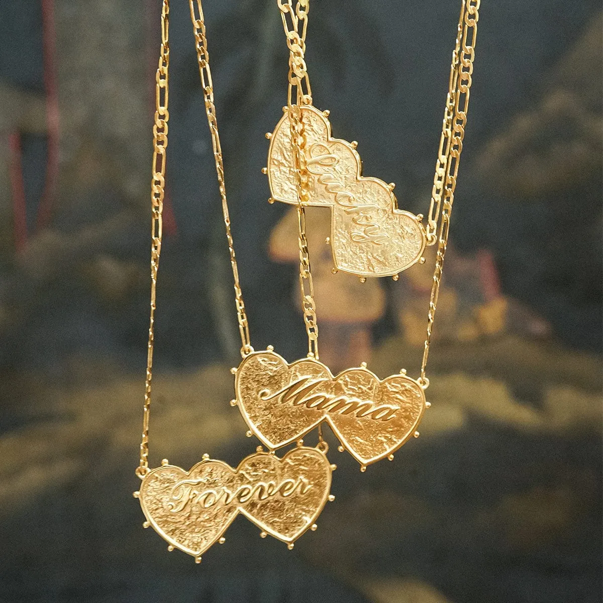 Shrimps 'Forever' Double Heart Necklace 18ct Gold Plate sold by Daisy Jewellery product image thumbnail 3