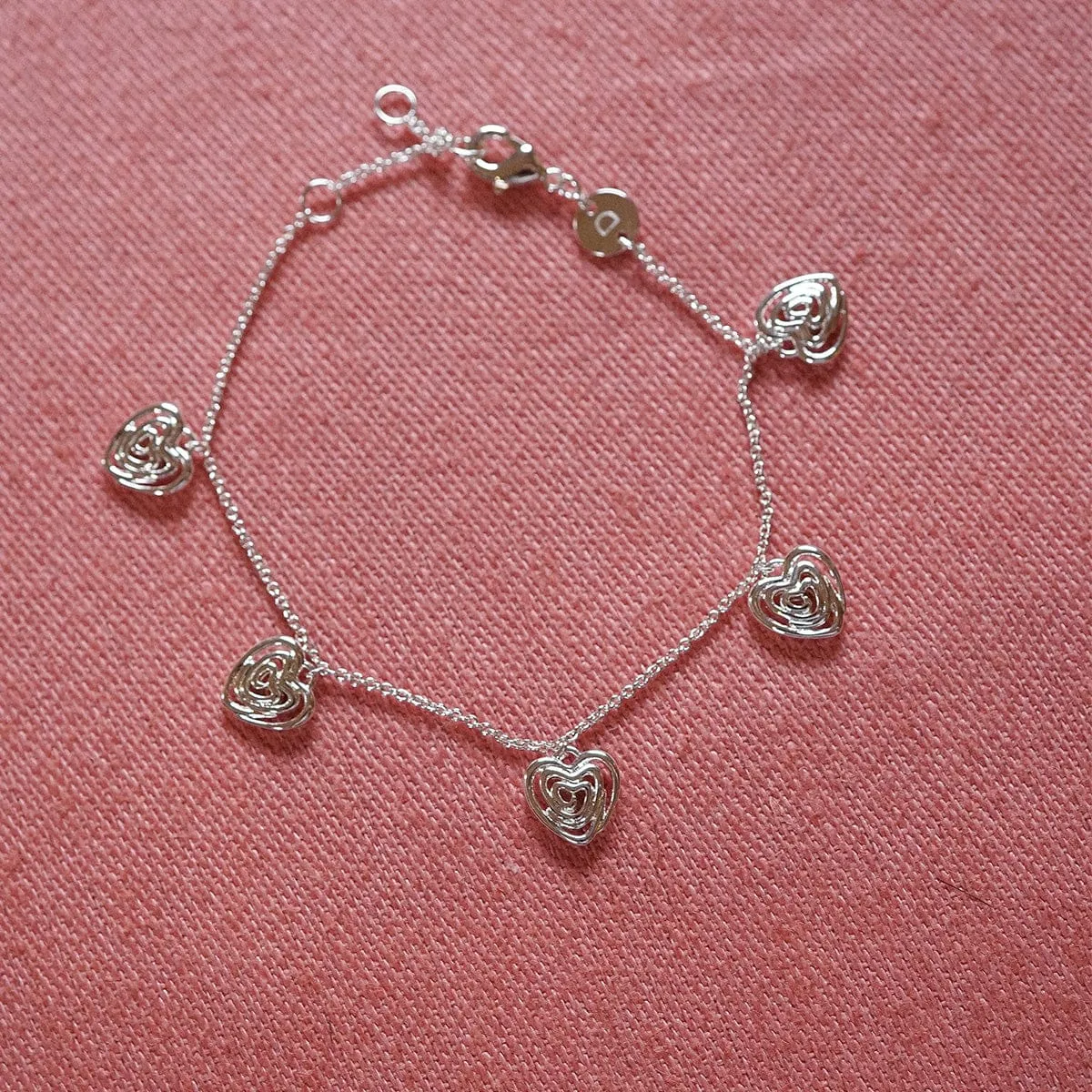 Scribble Heart Charm Bracelet Silver Plate sold by Daisy Jewellery product image thumbnail 2