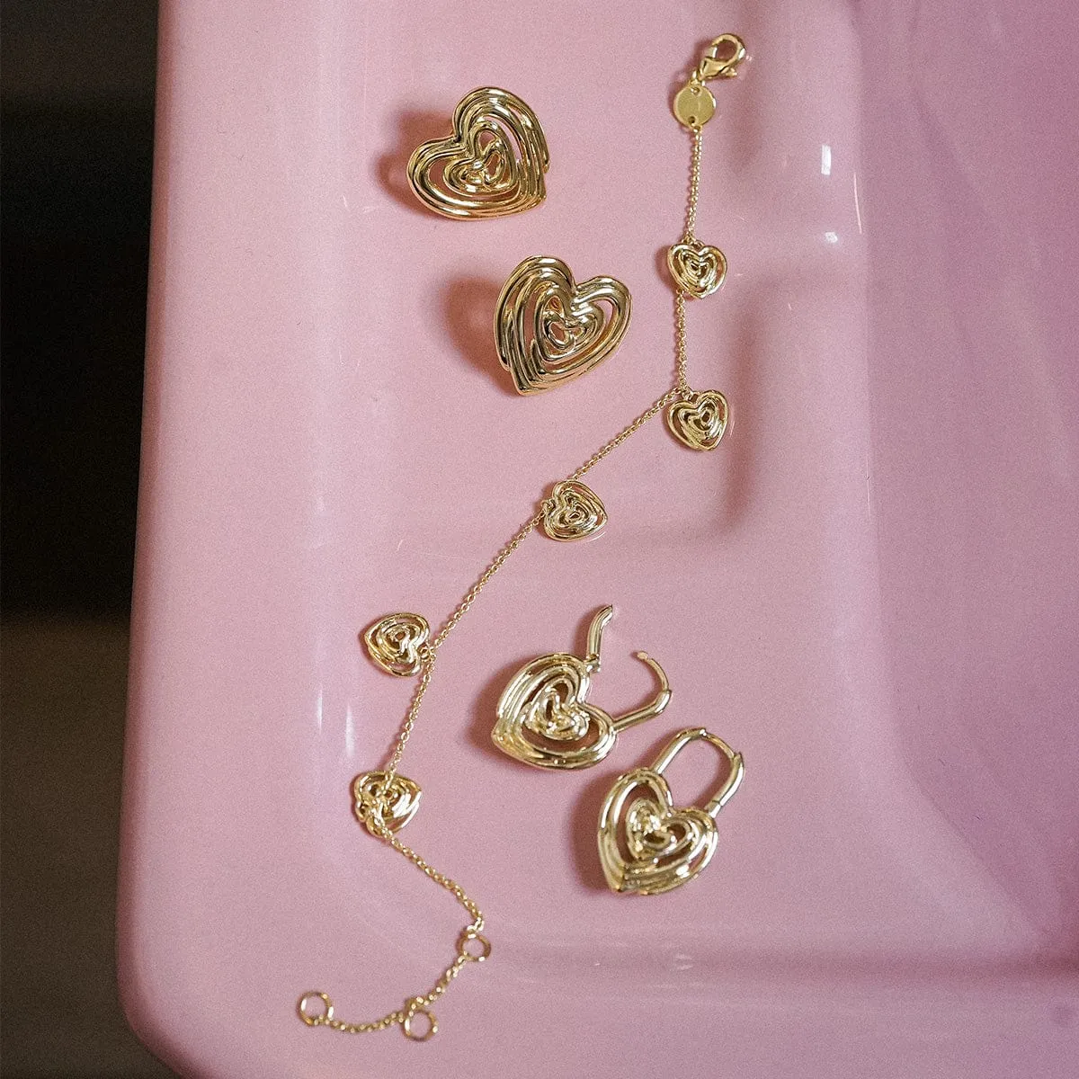 Scribble Heart Charm Bracelet 18ct Gold Plate sold by Daisy Jewellery product image thumbnail 3
