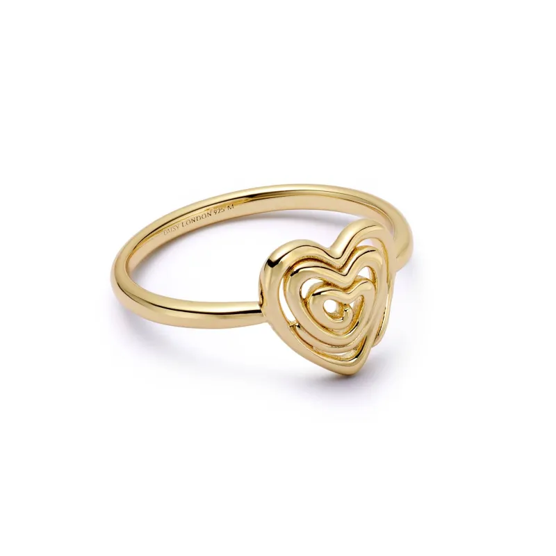 Scribble Heart Ring 18ct Gold Plate sold by Daisy Jewellery