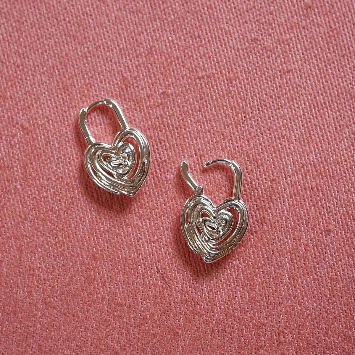 Scribble Heart Lock Drop Earrings Silver Plate sold by Daisy Jewellery product image thumbnail 2