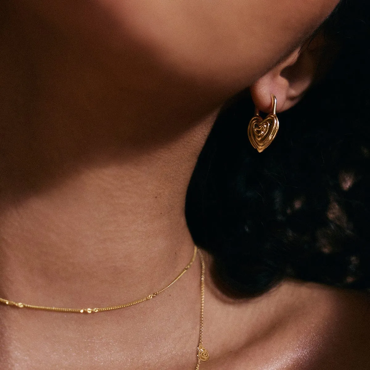 Scribble Heart Lock Drop Earrings 18ct Gold Plate sold by Daisy Jewellery product image thumbnail 2