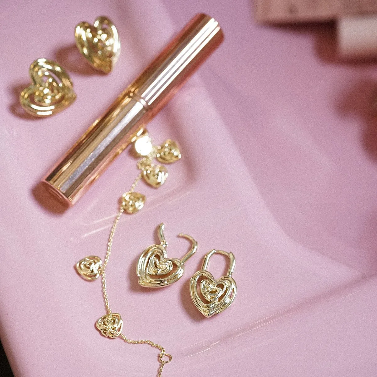 Scribble Heart Lock Drop Earrings 18ct Gold Plate sold by Daisy Jewellery product image thumbnail 3