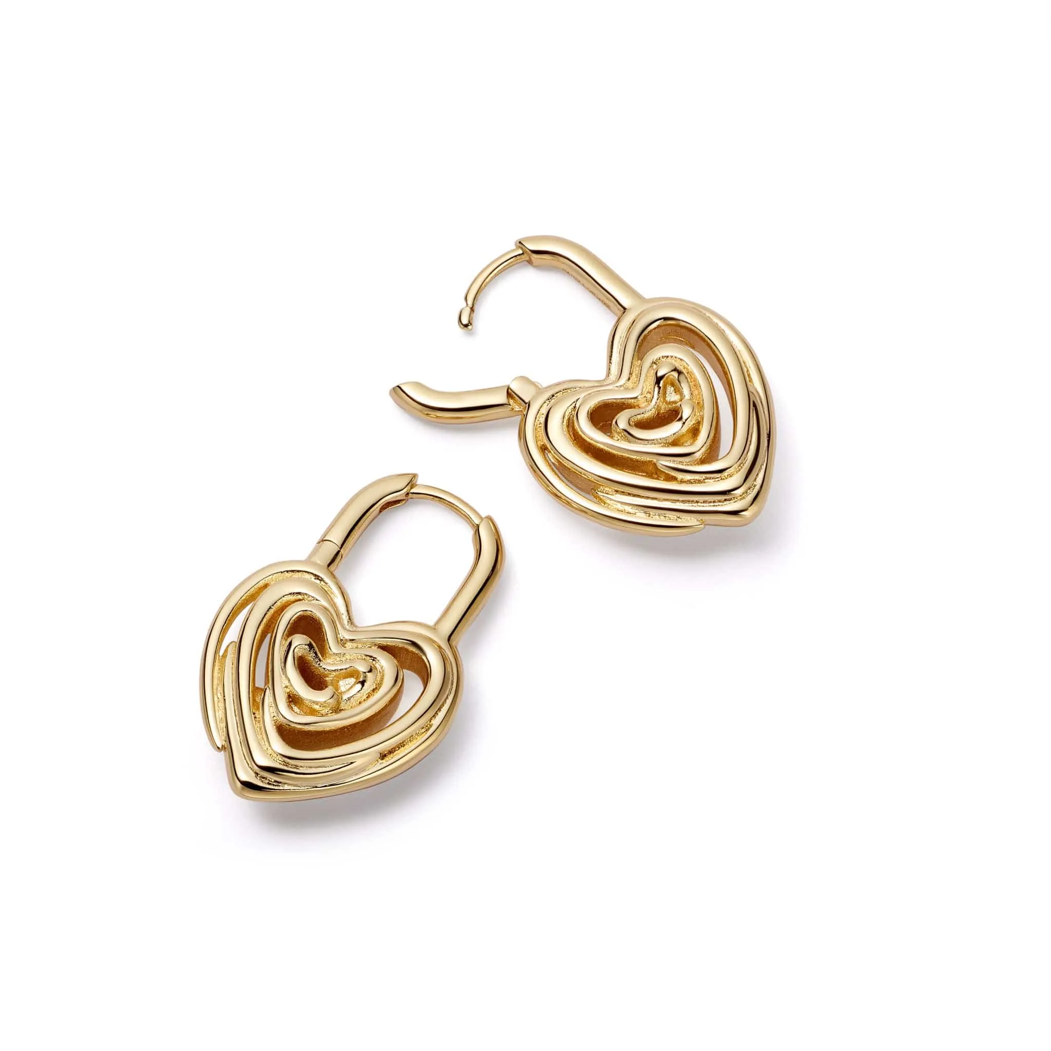 Scribble Heart Lock Drop Earrings 18ct Gold Plate sold by Daisy Jewellery