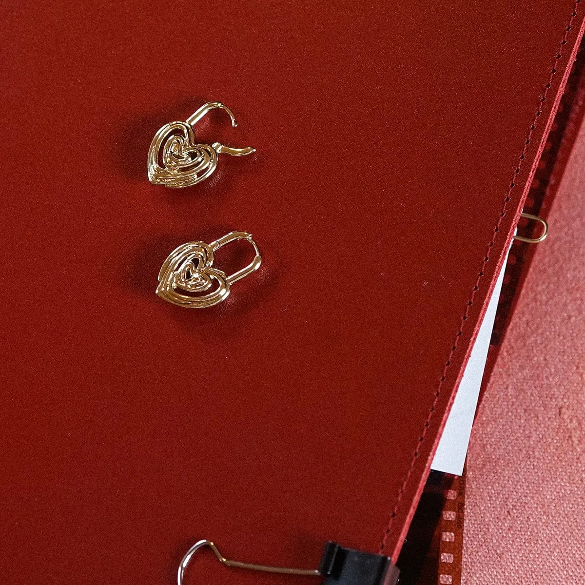 Scribble Heart Lock Drop Earrings 18ct Gold Plate sold by Daisy Jewellery product image thumbnail 5