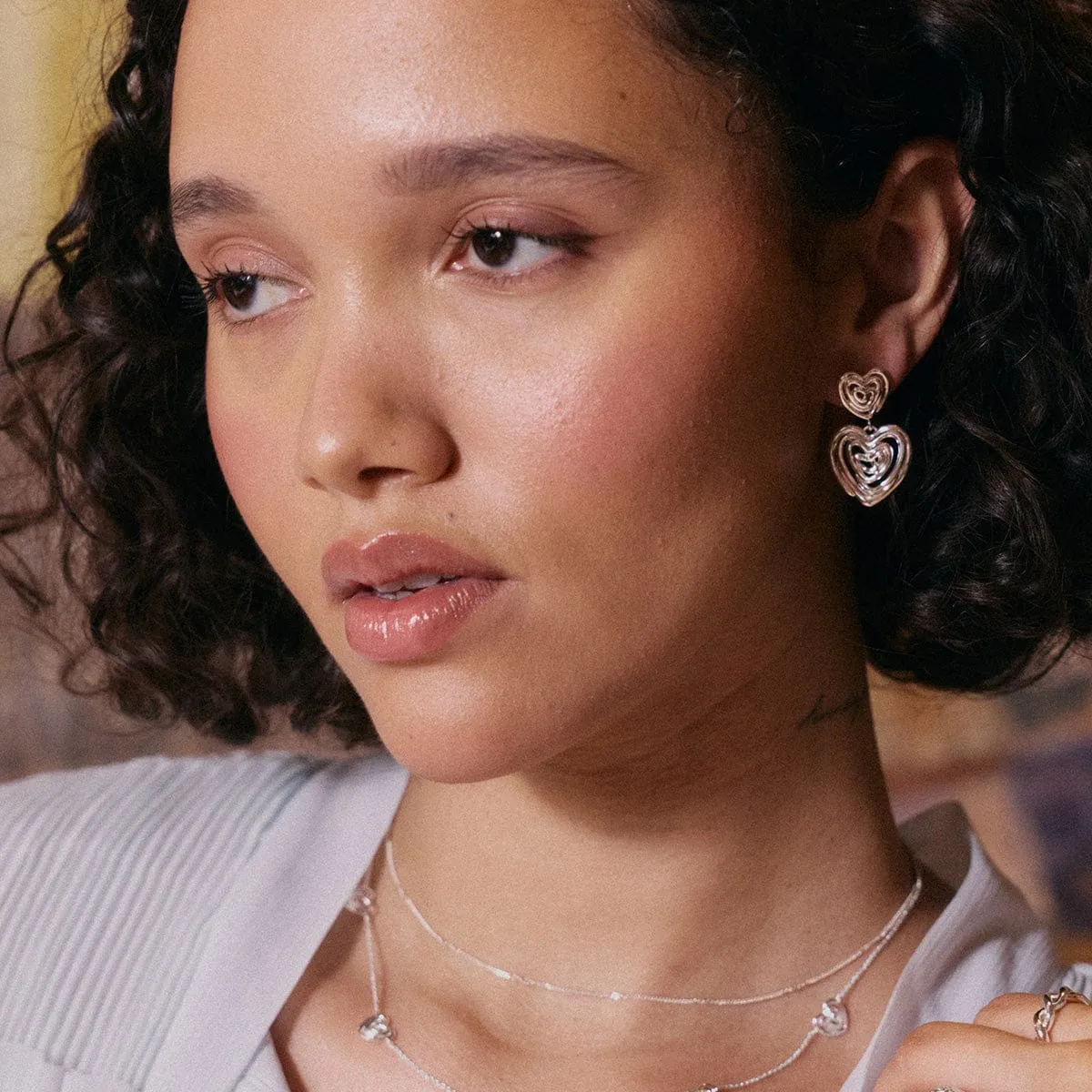 Scribble Heart Drop Earrings Silver Plate sold by Daisy Jewellery product image thumbnail 2