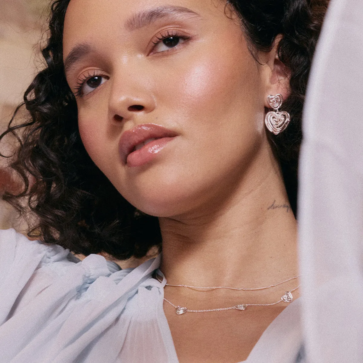 Scribble Heart Drop Earrings Silver Plate sold by Daisy Jewellery product image thumbnail 5