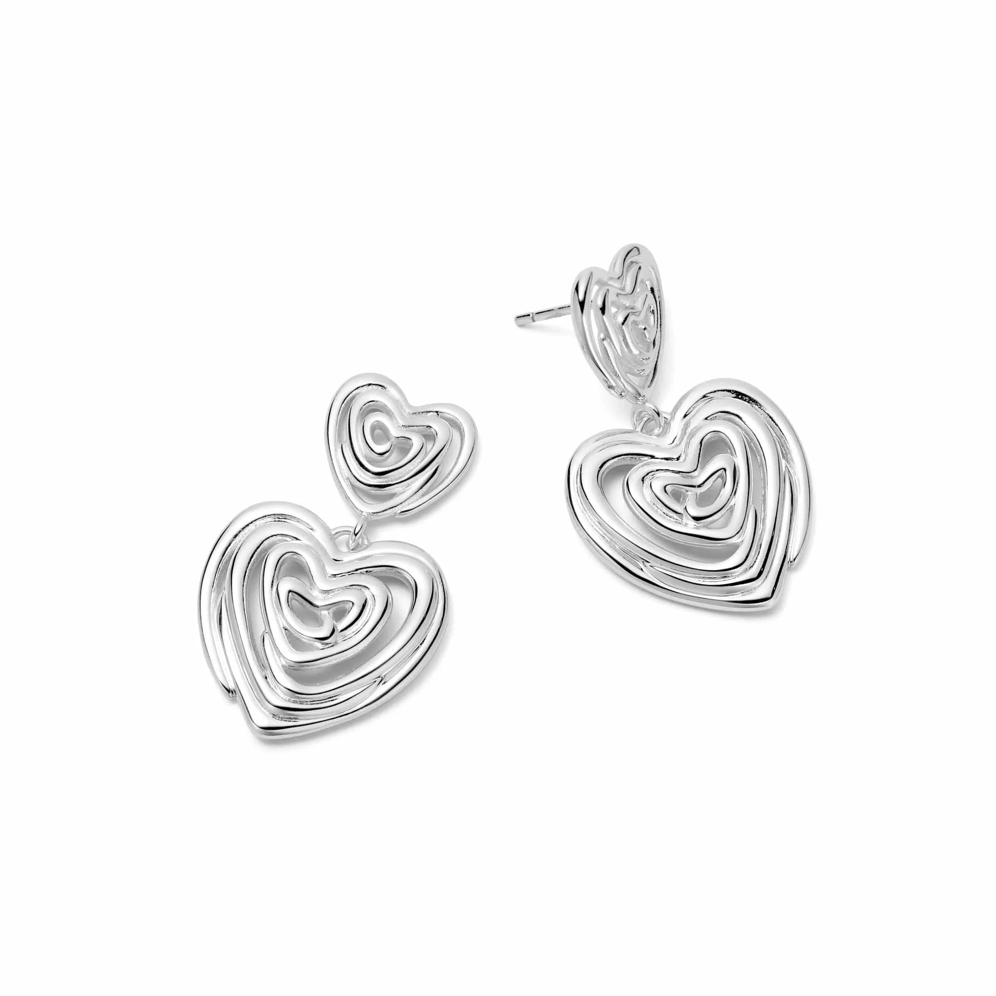 Scribble Heart Drop Earrings Silver Plate sold by Daisy Jewellery