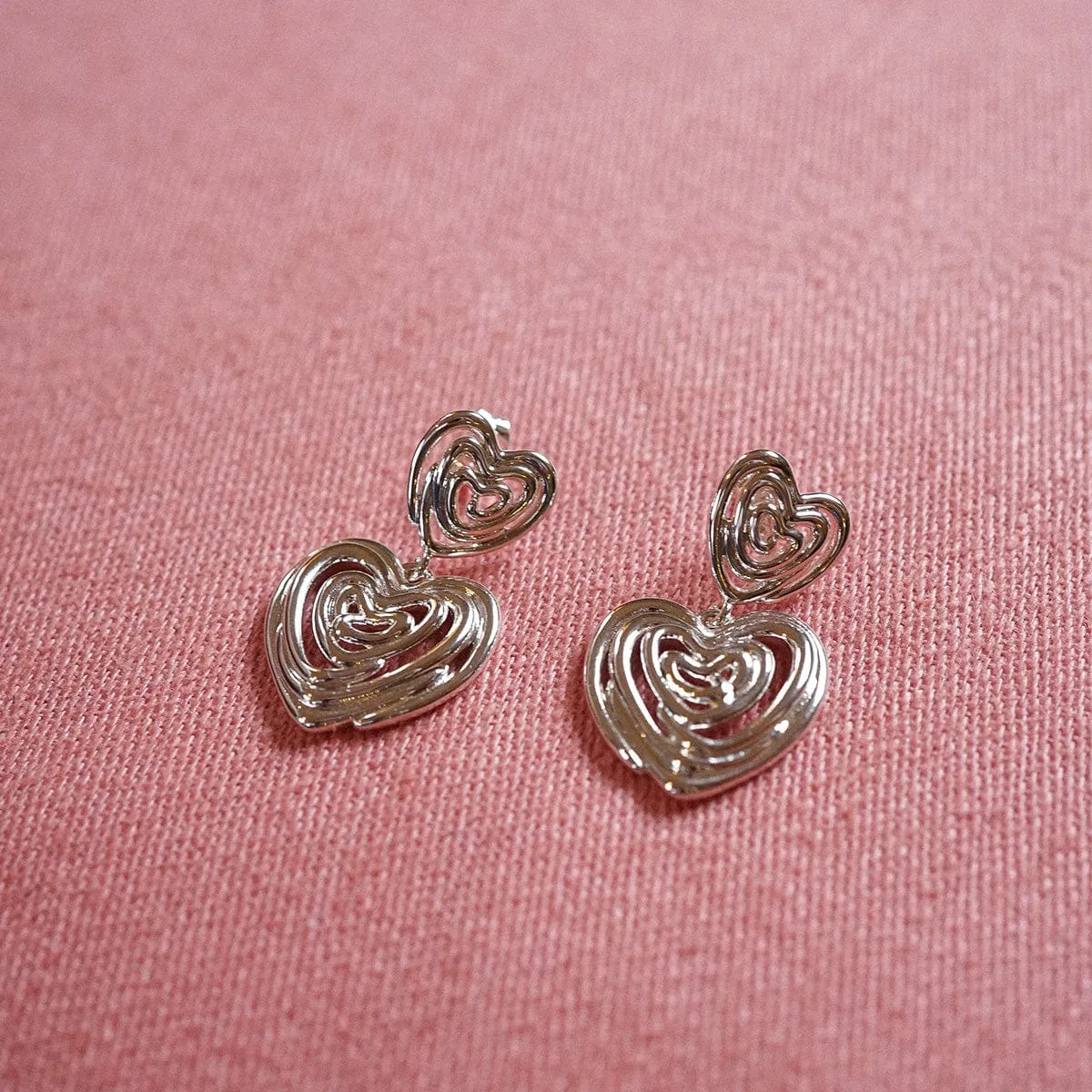 Scribble Heart Drop Earrings Silver Plate sold by Daisy Jewellery product image thumbnail 3
