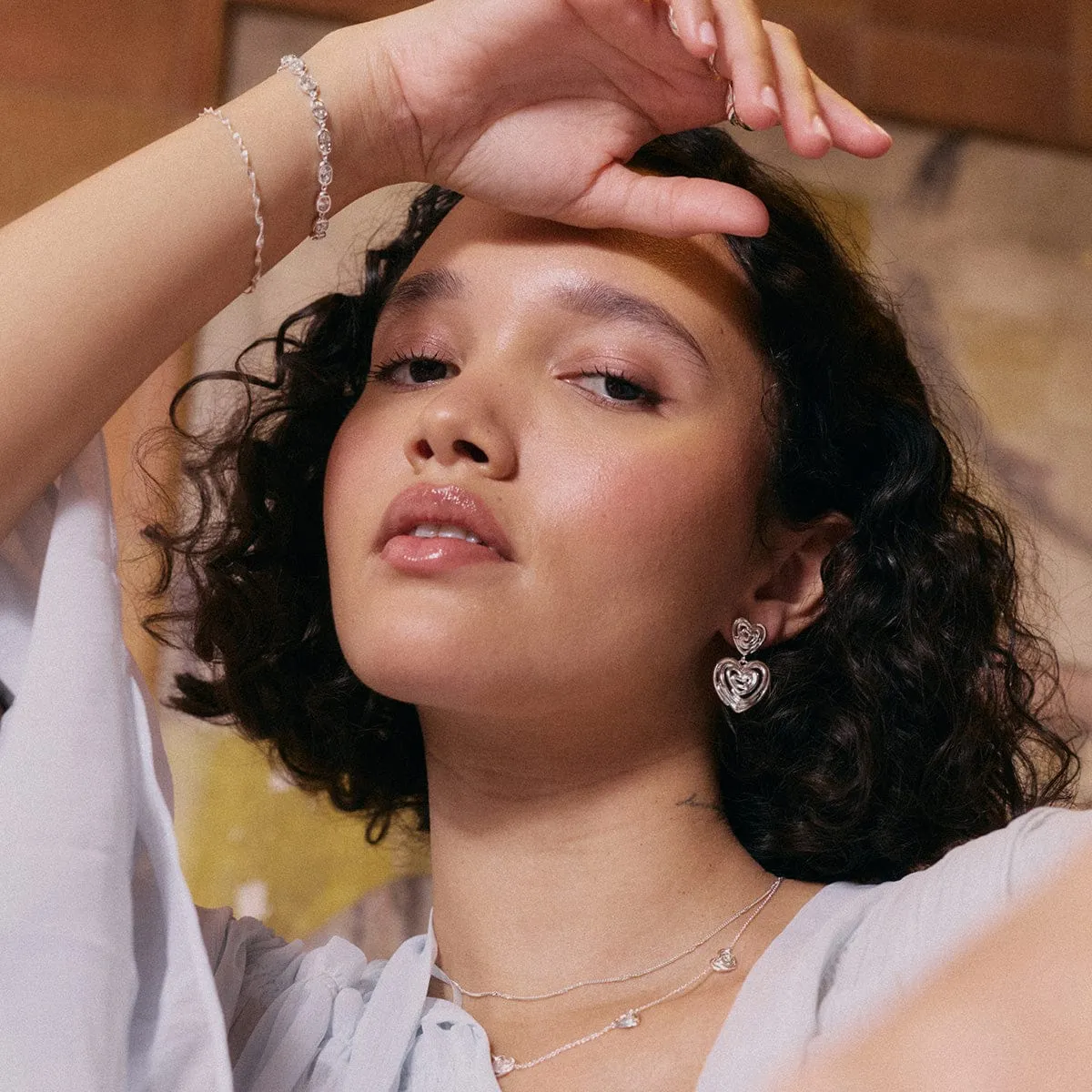 Scribble Heart Drop Earrings Silver Plate sold by Daisy Jewellery product image thumbnail 4