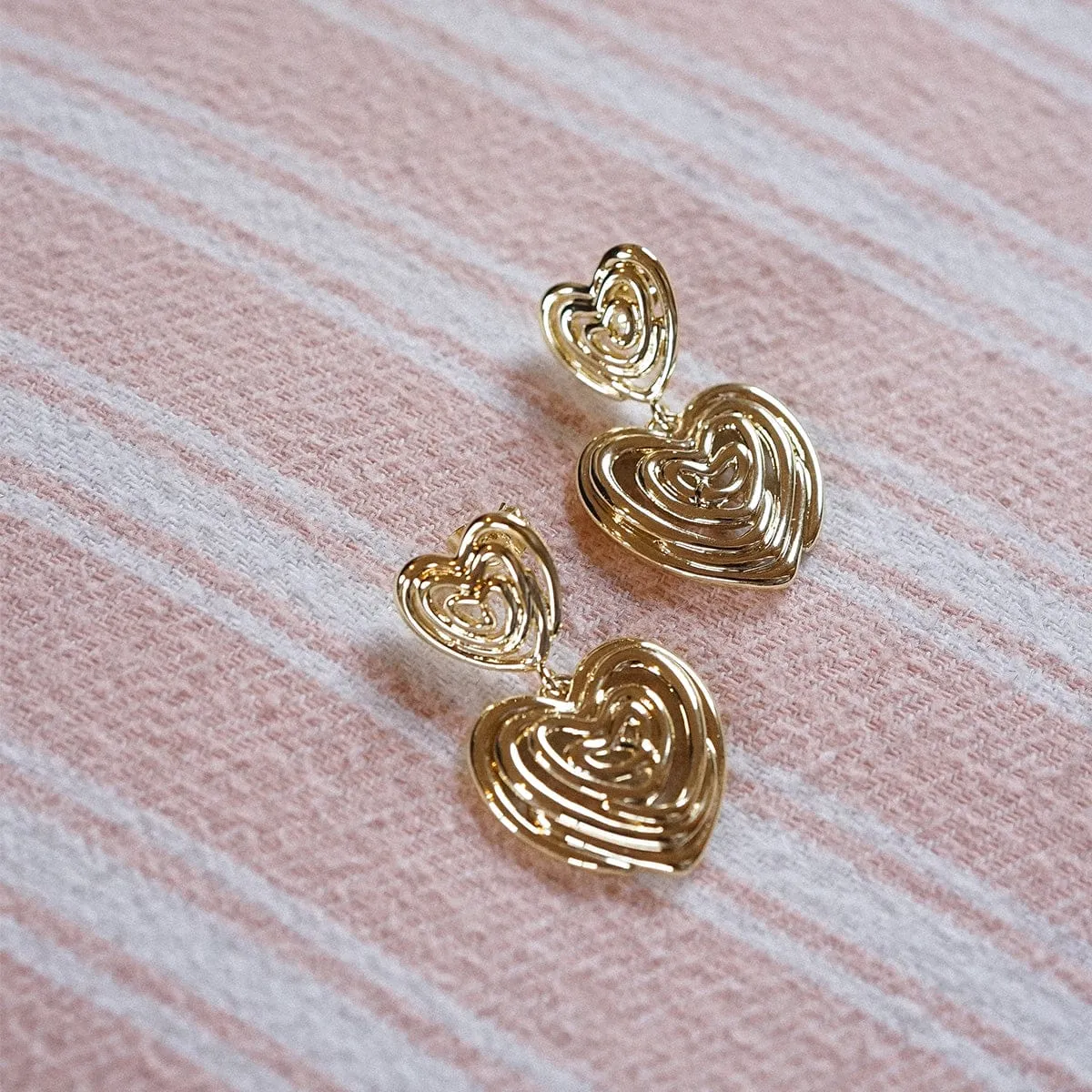 Scribble Heart Drop Earrings 18ct Gold Plate sold by Daisy Jewellery product image thumbnail 5