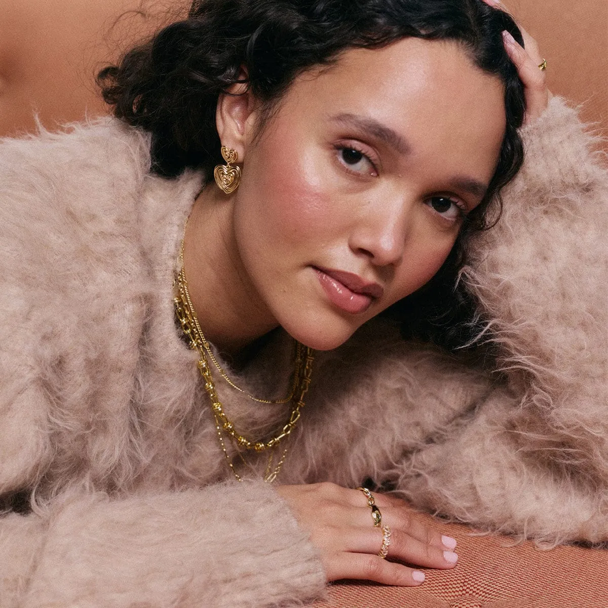 Scribble Heart Drop Earrings 18ct Gold Plate sold by Daisy Jewellery product image thumbnail 4