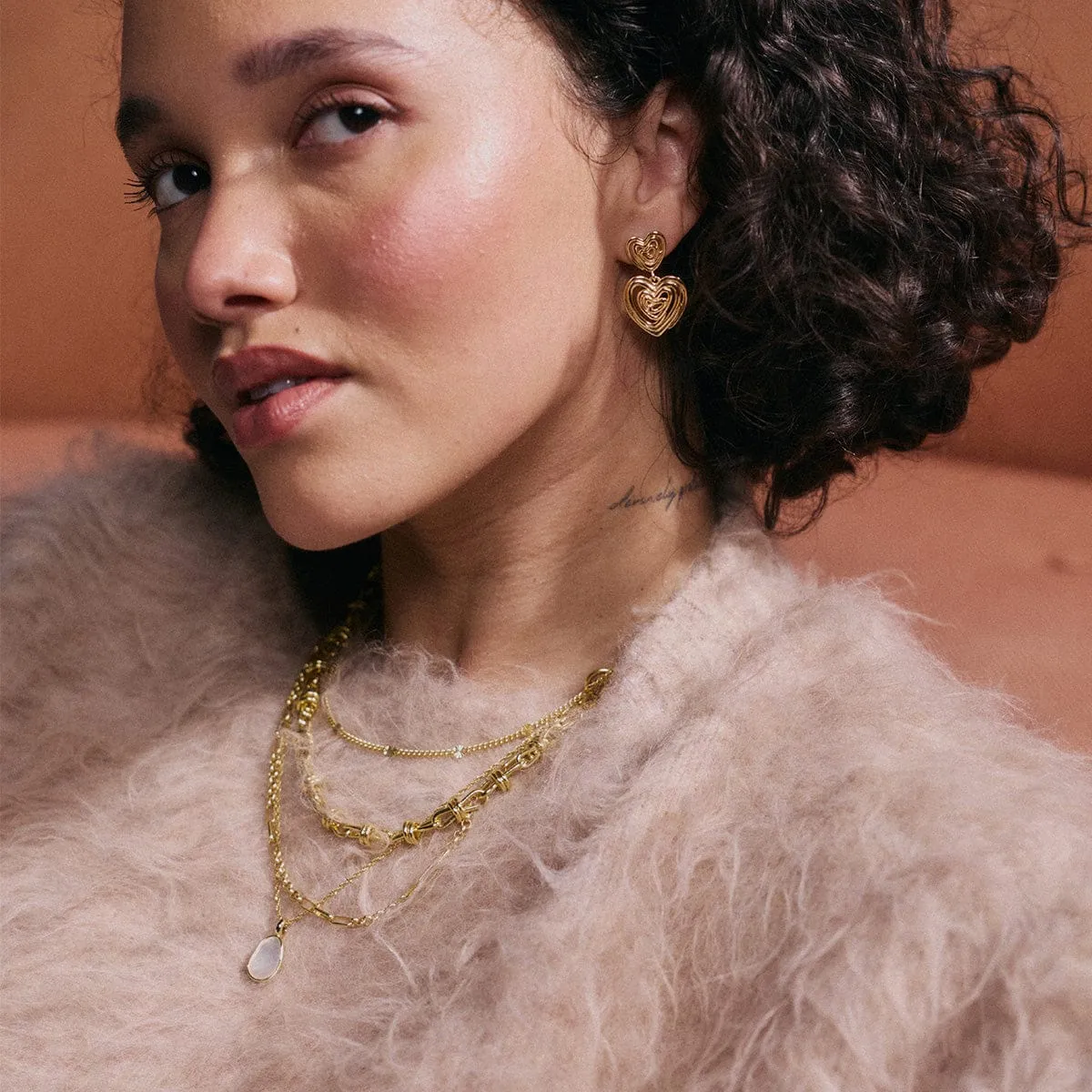 Scribble Heart Drop Earrings 18ct Gold Plate sold by Daisy Jewellery product image thumbnail 3