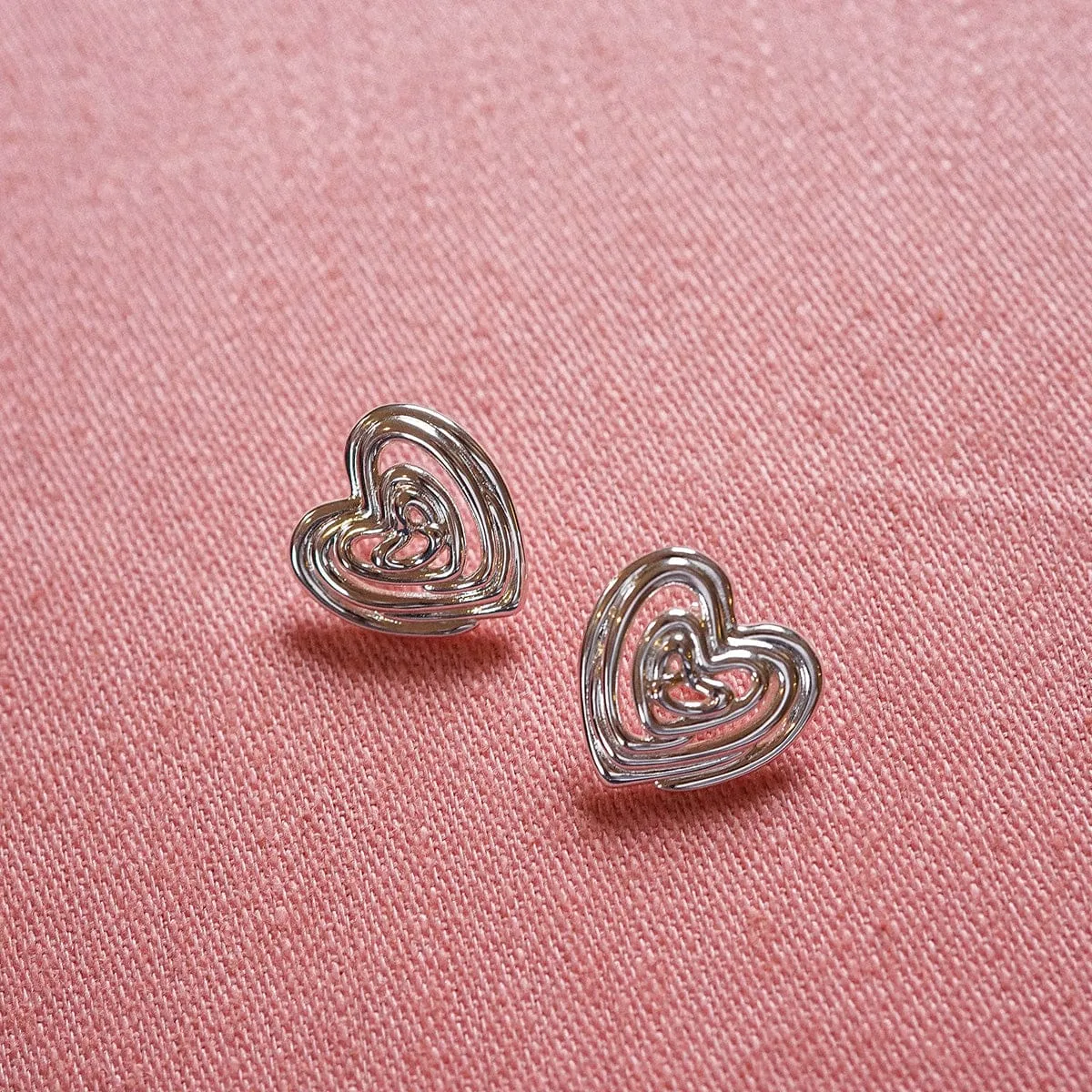 Scribble Heart Stud Earrings Silver Plate sold by Daisy Jewellery product image thumbnail 2