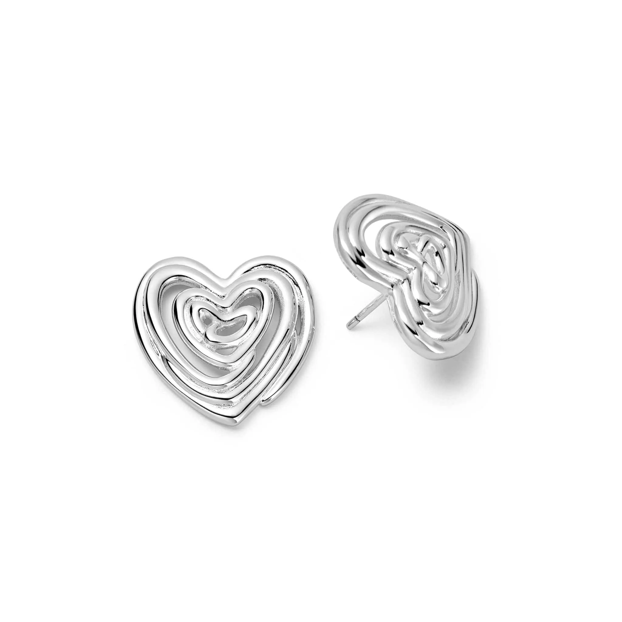 Scribble Heart Stud Earrings Silver Plate sold by Daisy Jewellery