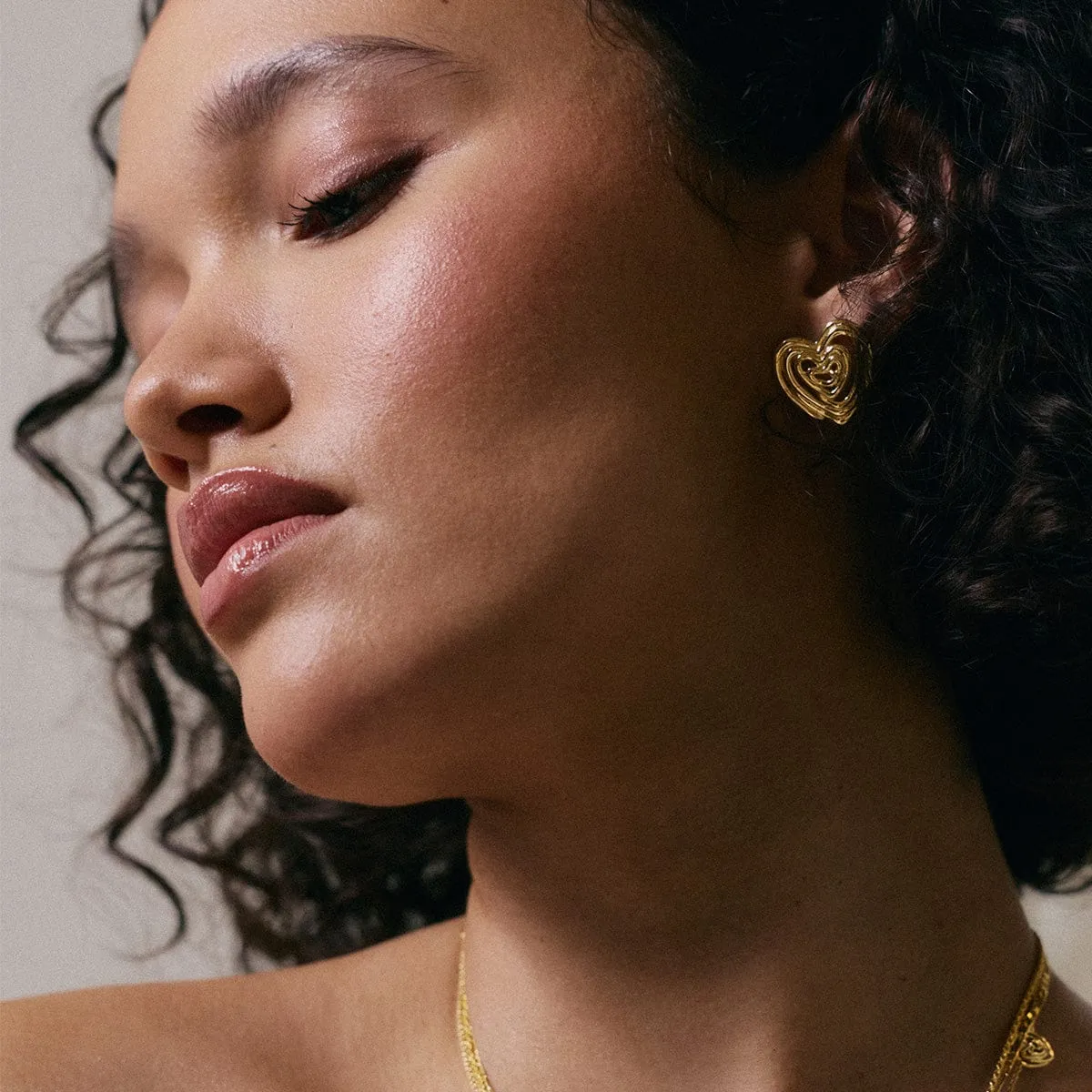 Scribble Heart Stud Earrings 18ct Gold Plate sold by Daisy Jewellery product image thumbnail 2