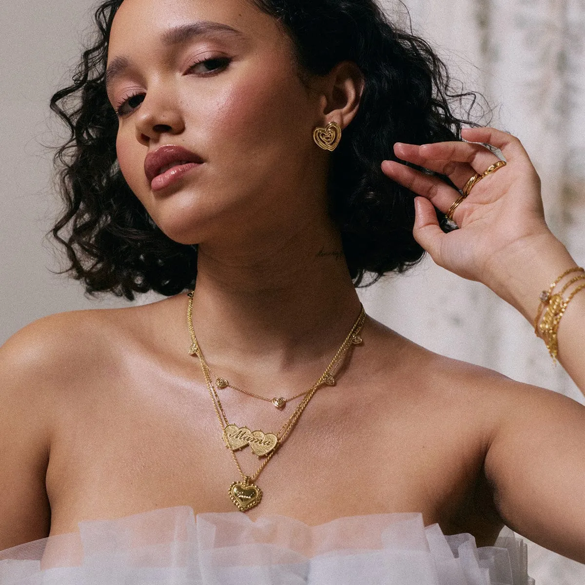 Scribble Heart Stud Earrings 18ct Gold Plate sold by Daisy Jewellery product image thumbnail 4