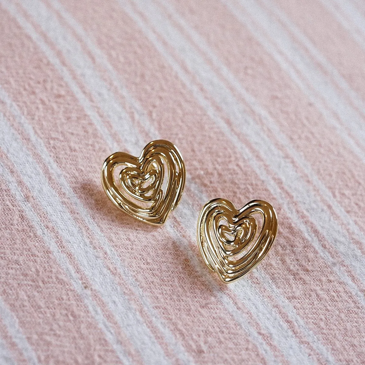 Scribble Heart Stud Earrings 18ct Gold Plate sold by Daisy Jewellery product image thumbnail 5