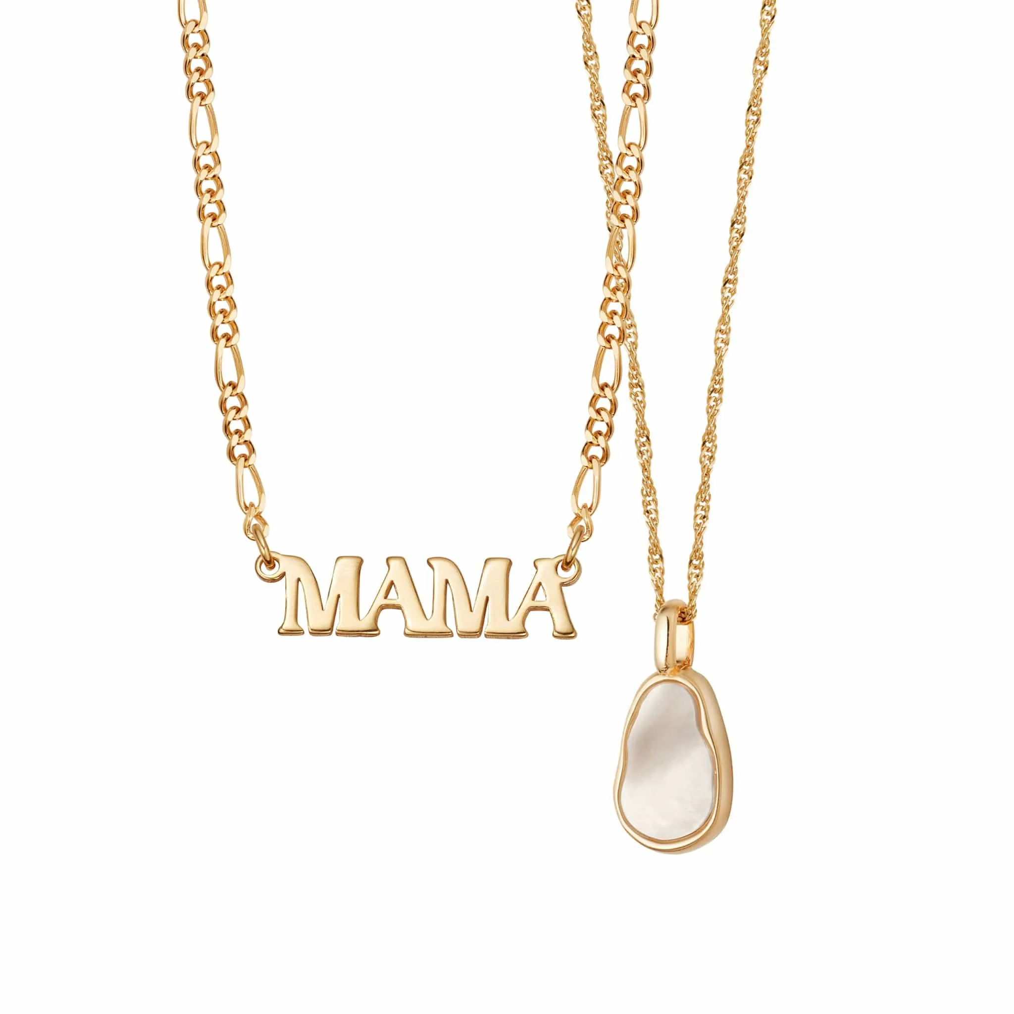 Mother of Pearl & Mama Necklace Layering Set 18ct Gold Plate sold by Daisy Jewellery