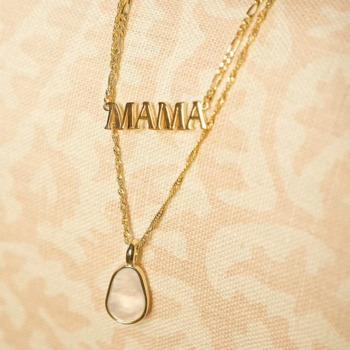 Mother of Pearl & Mama Necklace Layering Set 18ct Gold Plate sold by Daisy Jewellery product image thumbnail 2