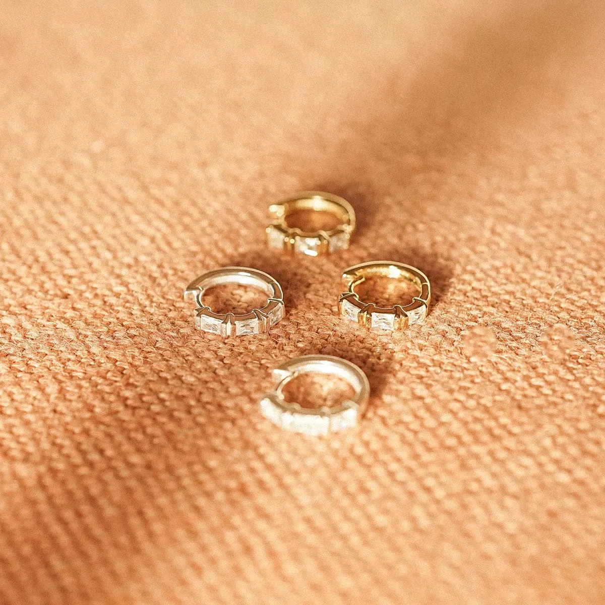 Polly Crystal Huggie Hoop Earrings Sterling Silver sold by Daisy Jewellery product image thumbnail 3