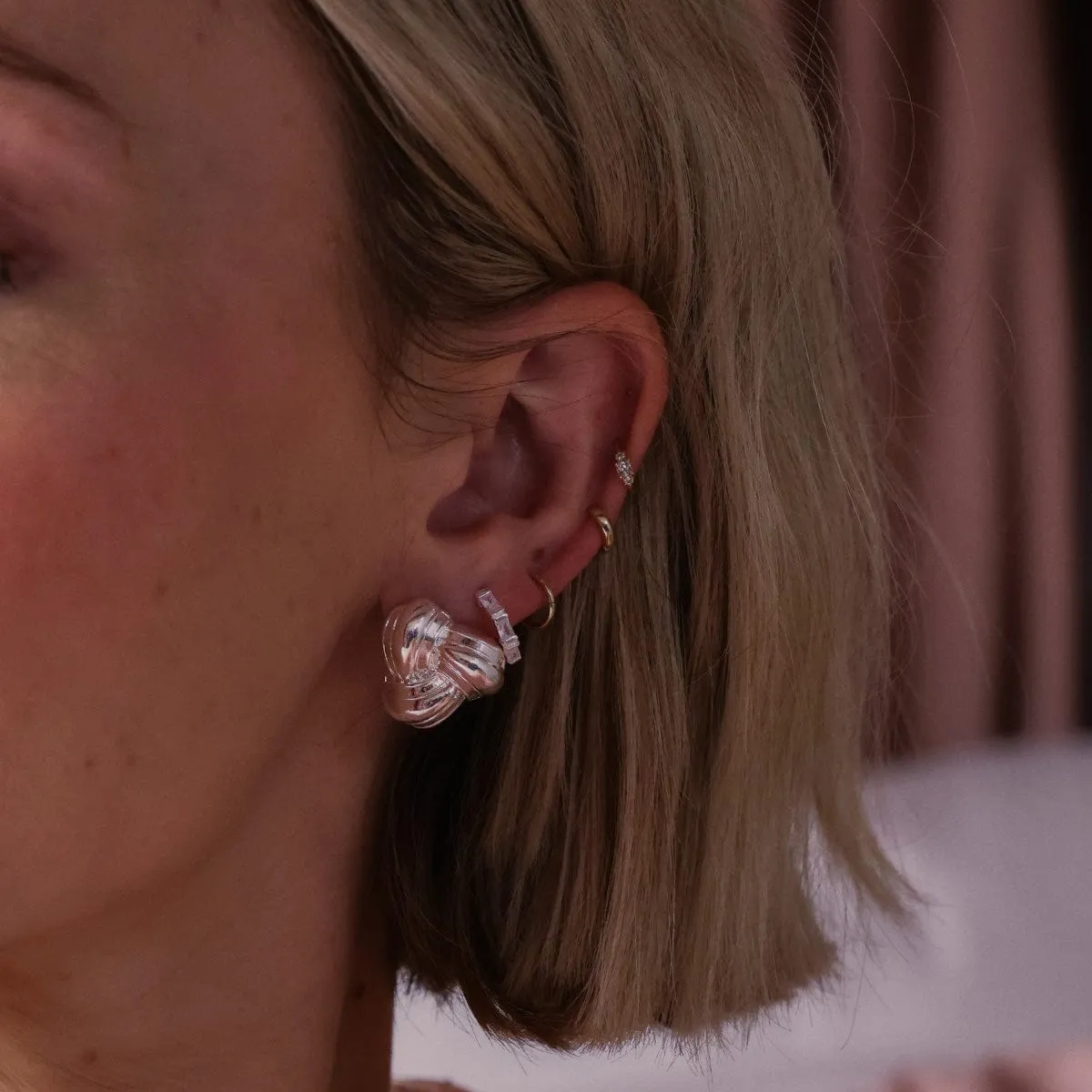 Polly Crystal Huggie Hoop Earrings Sterling Silver sold by Daisy Jewellery product image thumbnail 2