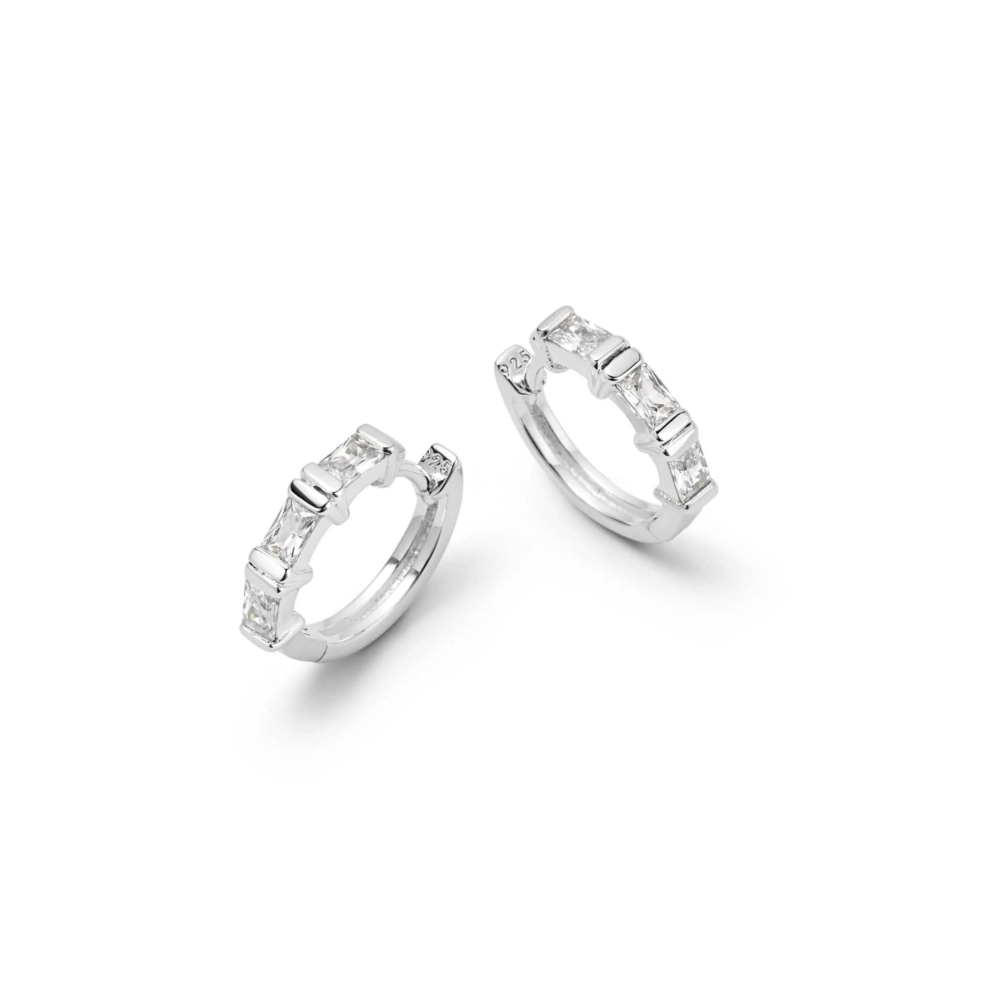 Polly Crystal Huggie Hoop Earrings Sterling Silver sold by Daisy Jewellery