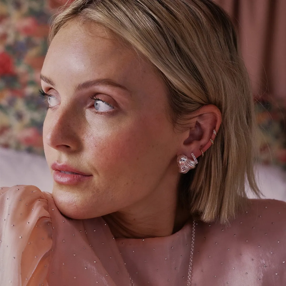 Polly Crystal Huggie Hoop Earrings Sterling Silver sold by Daisy Jewellery product image thumbnail 4