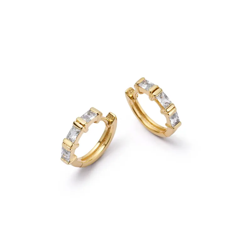 Polly Crystal Huggie Hoop Earrings 18ct Gold Plate sold by Daisy Jewellery