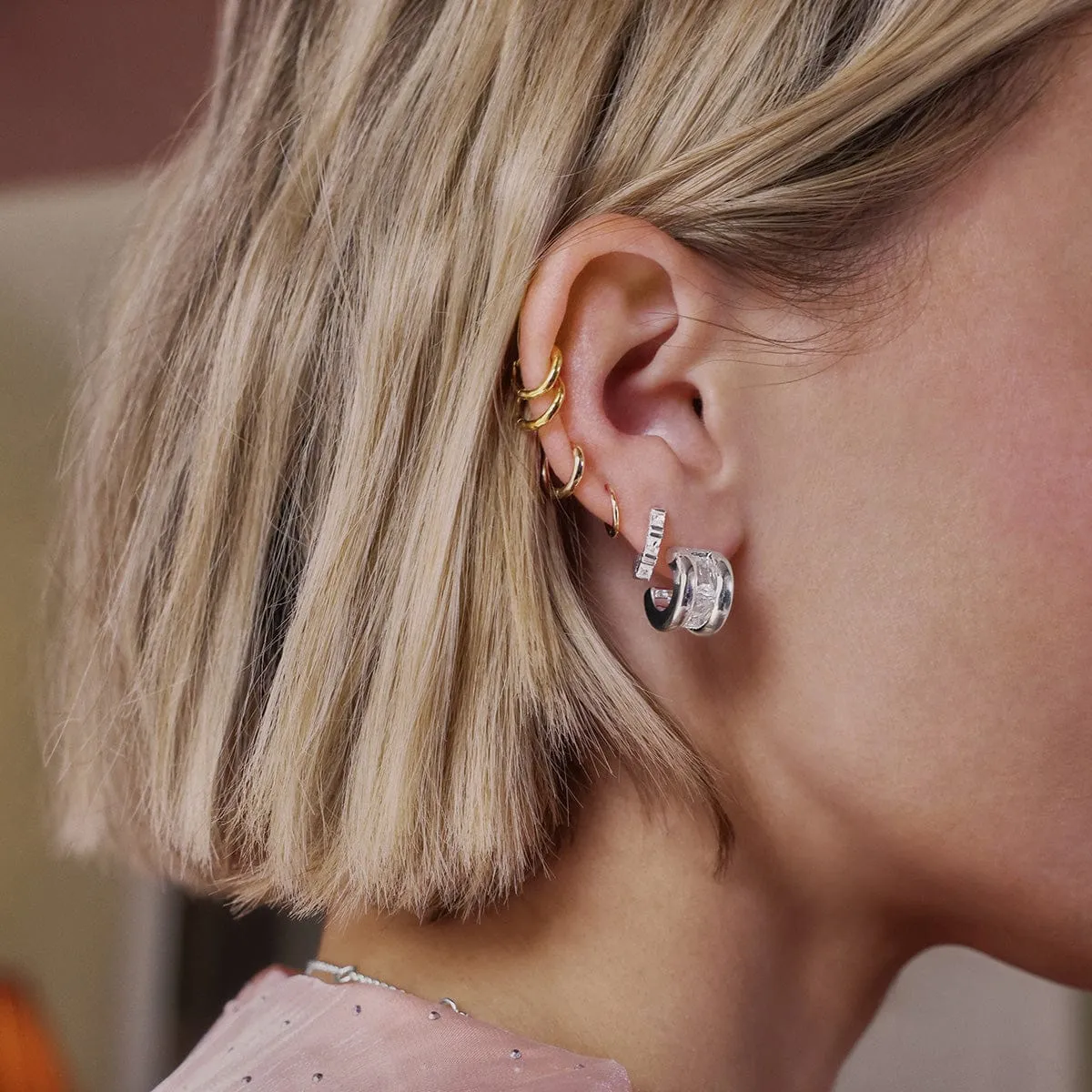 Polly Crystal Mini Hoop Earrings Silver Plate sold by Daisy Jewellery product image thumbnail 2