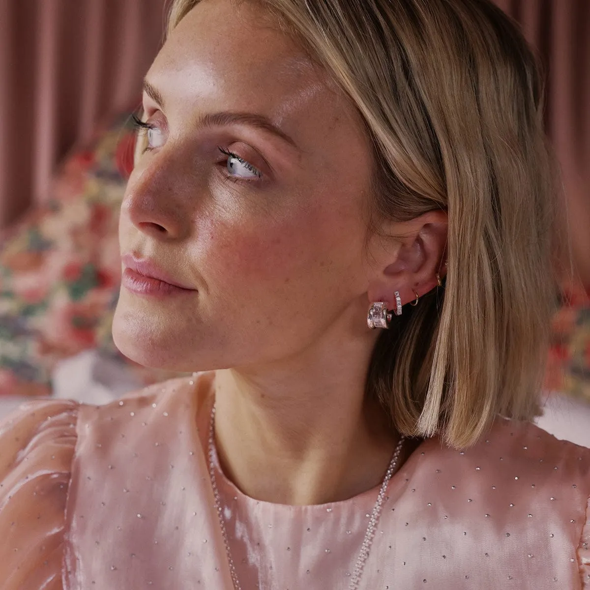 Polly Crystal Mini Hoop Earrings Silver Plate sold by Daisy Jewellery product image thumbnail 5