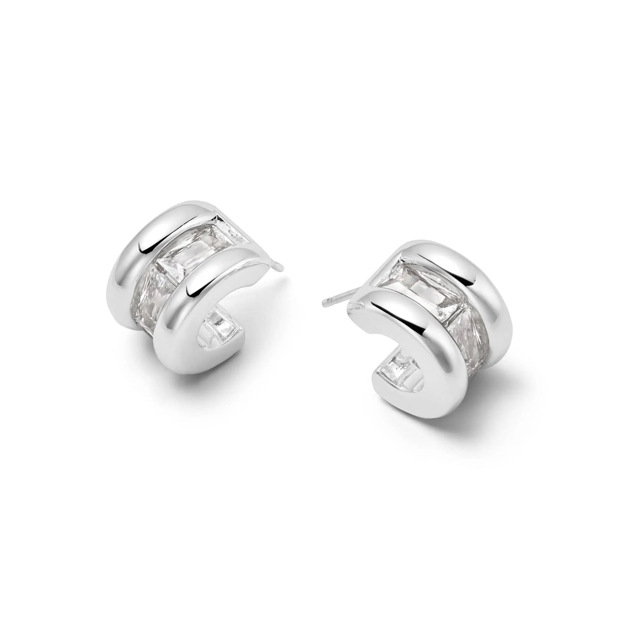 Polly Crystal Mini Hoop Earrings Silver Plate sold by Daisy Jewellery