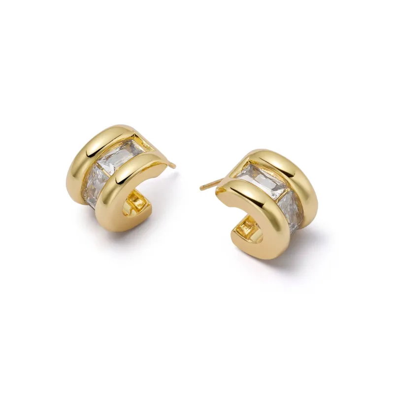Polly Crystal Mini Hoop Earrings 18ct Gold Plate sold by Daisy Jewellery