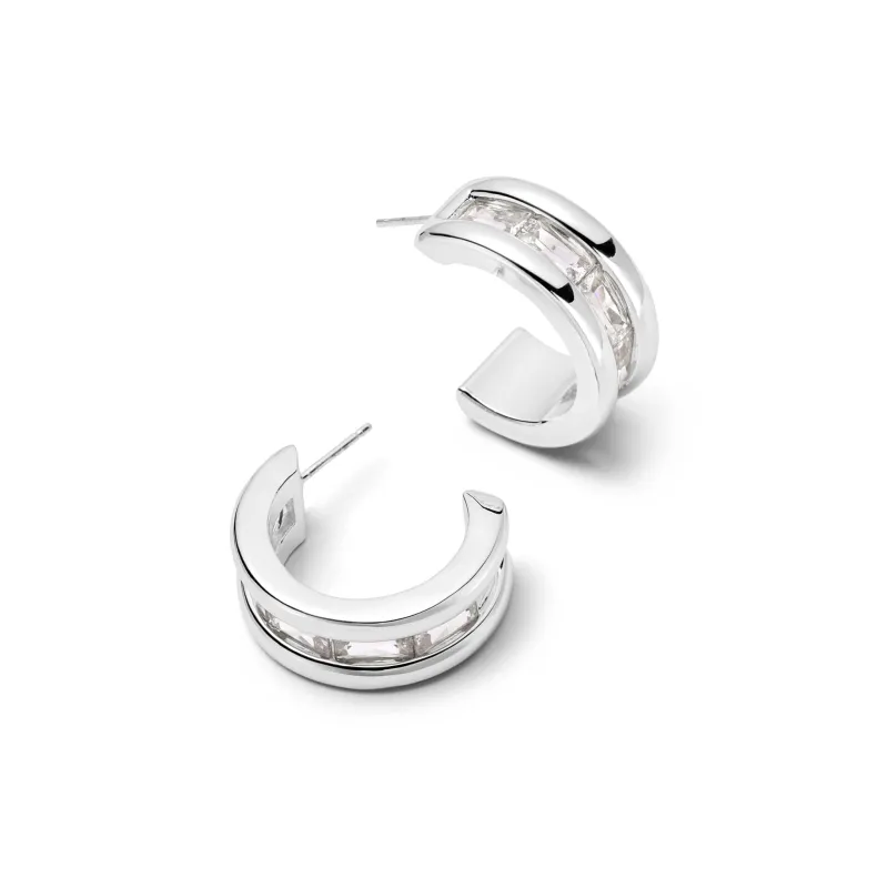 Polly Crystal Maxi Hoop Earrings Sterling Silver sold by Daisy Jewellery