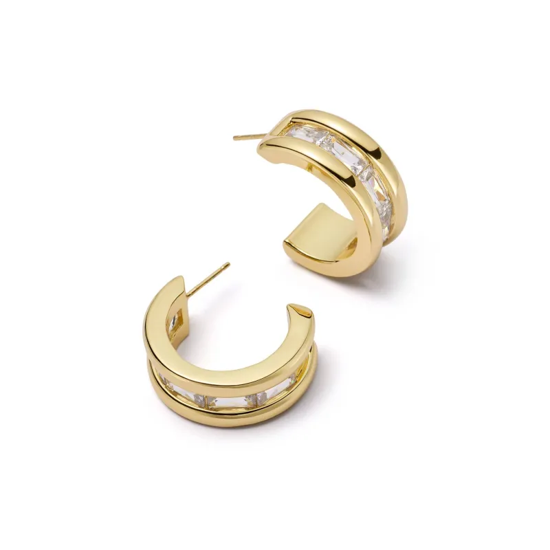 Polly Crystal Maxi Hoop Earrings 18ct Gold Plate sold by Daisy Jewellery