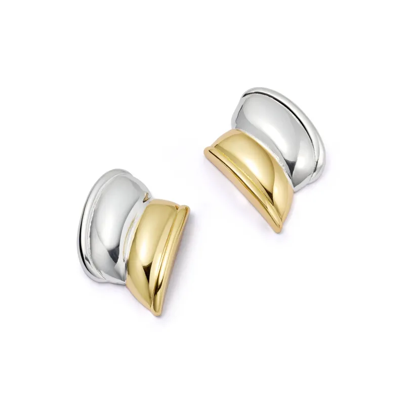 Polly Cuff Mixed Metal Stud Earrings 18ct Gold Plate made by Daisy Jewellery