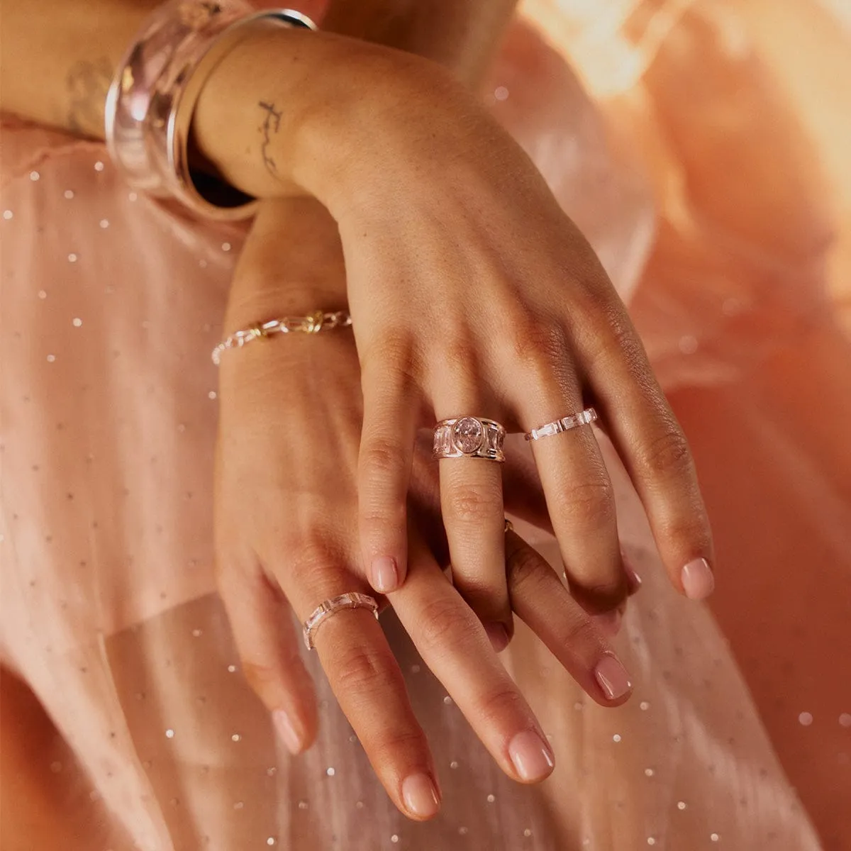 Polly Crystal Stacking Ring Sterling Silver sold by Daisy Jewellery product image thumbnail 2